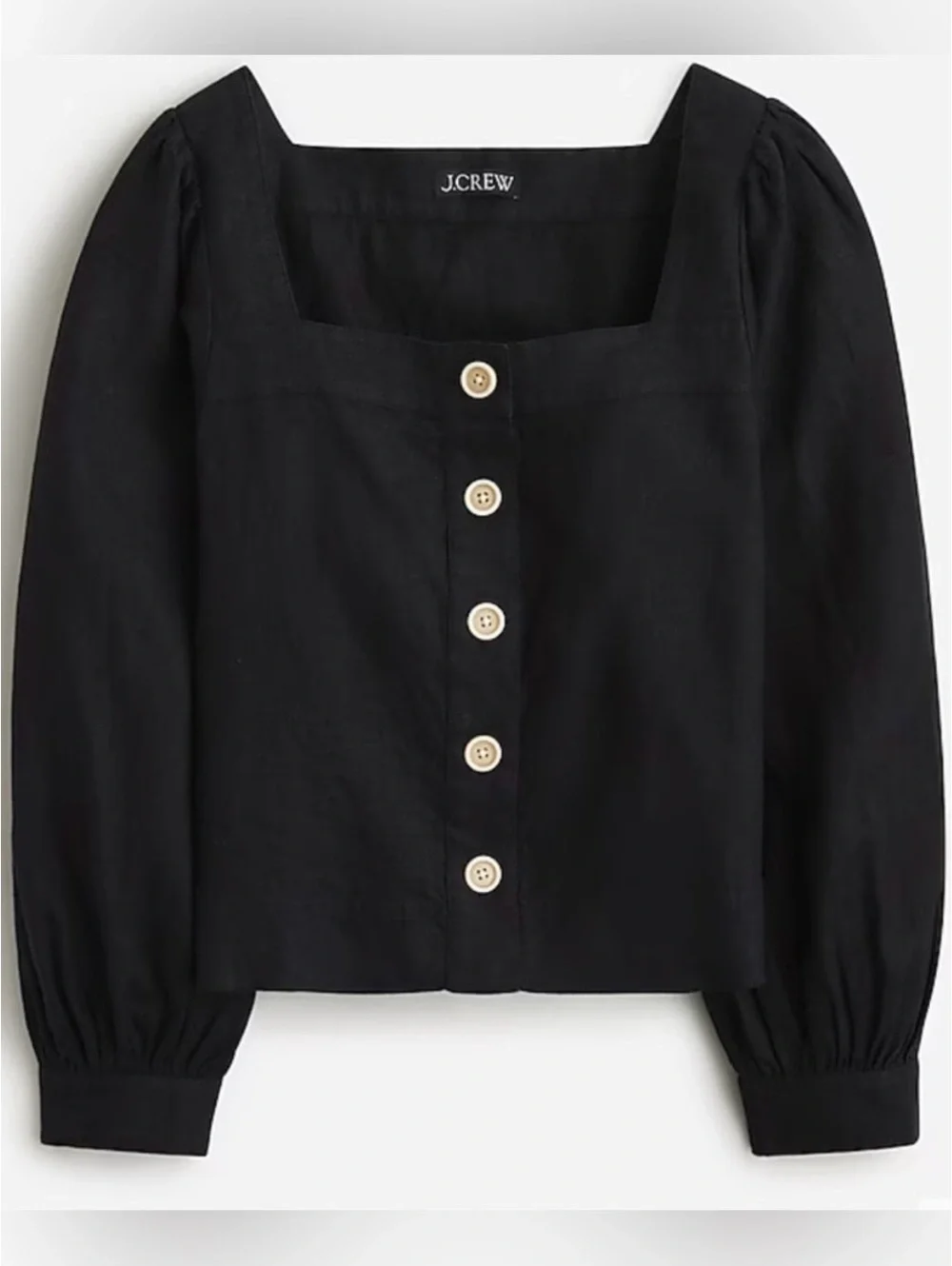 J. Crew Linen Square Neck Button Up Blouse